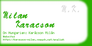 milan karacson business card
